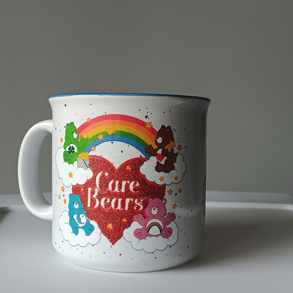 Care Bears Ceramic Mug 20 oz 4" Tall Glitter Heart White Red Cheer Tenderheart - Picture 1 of 4